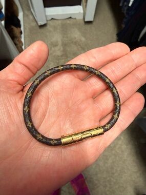 Louis Vuitton Leather Cord Bracelet with Gold-Tone Clasp - Brown/Gold